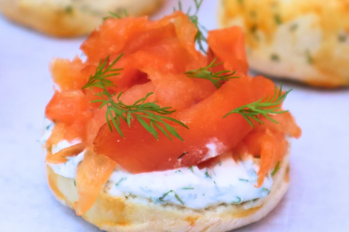 Chive Scones With Dill Crème Fraiche And Smoked Salmon