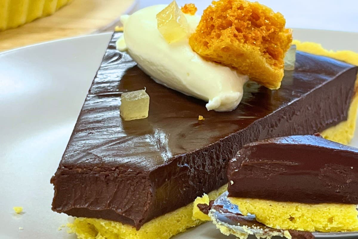 Chocolate Tart With Honeycomb And White Chocolate-Stem Ginger Ganache