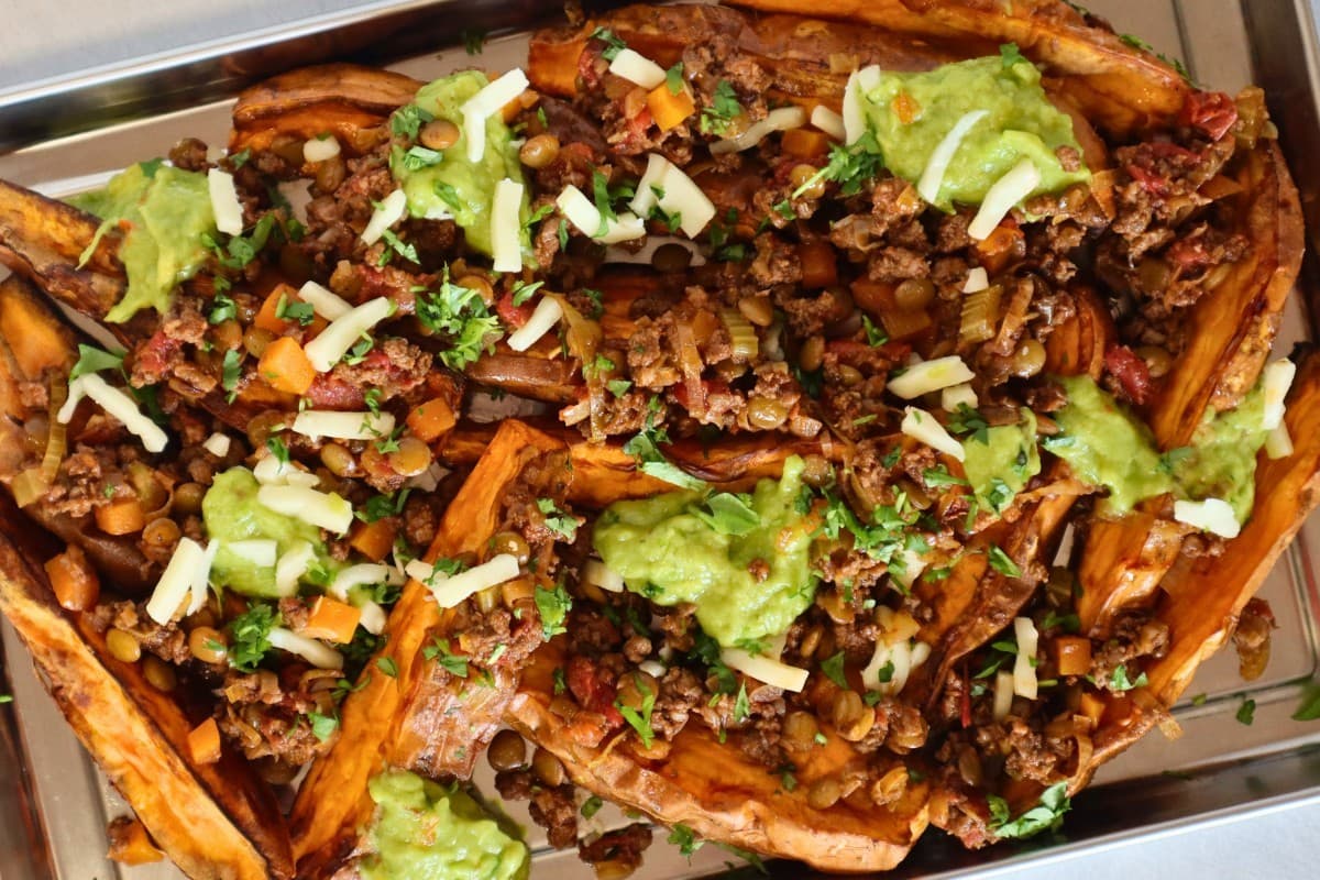 Sweet Potato Wedges With Chilli Con Carne