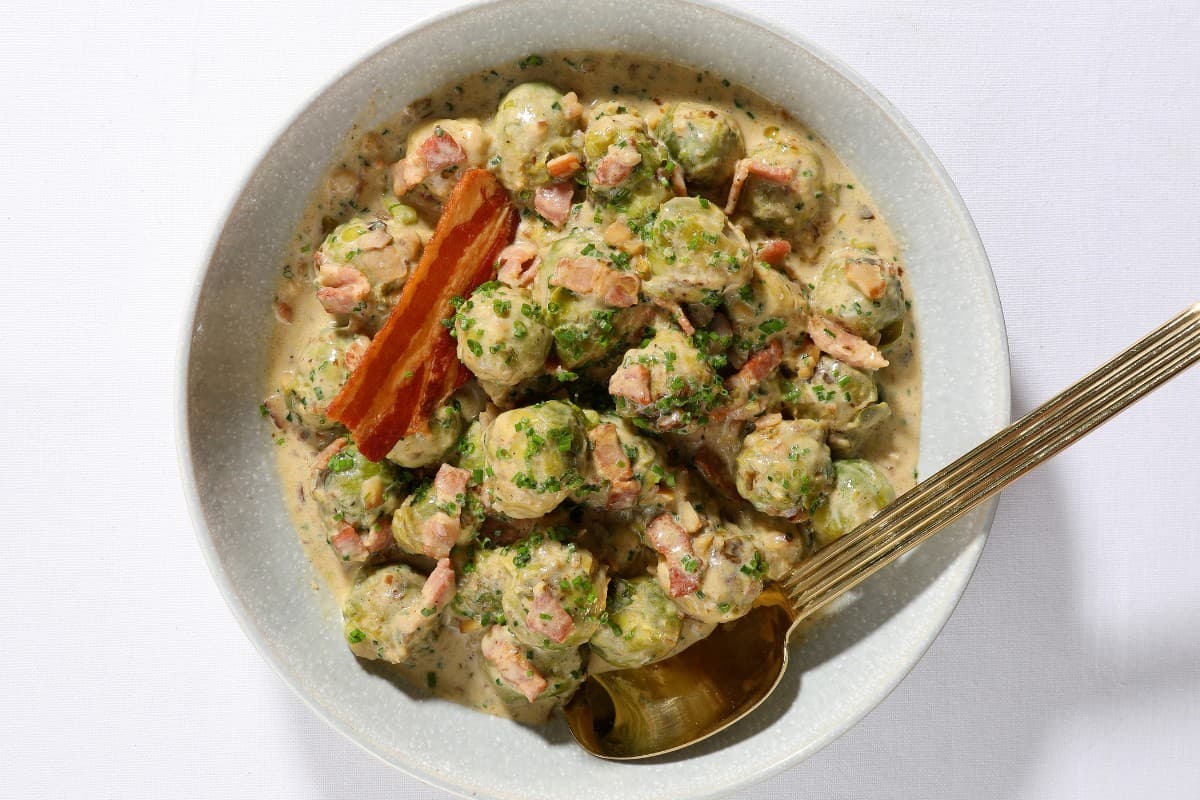 Creamed Sprouts with Bacon and Chestnuts