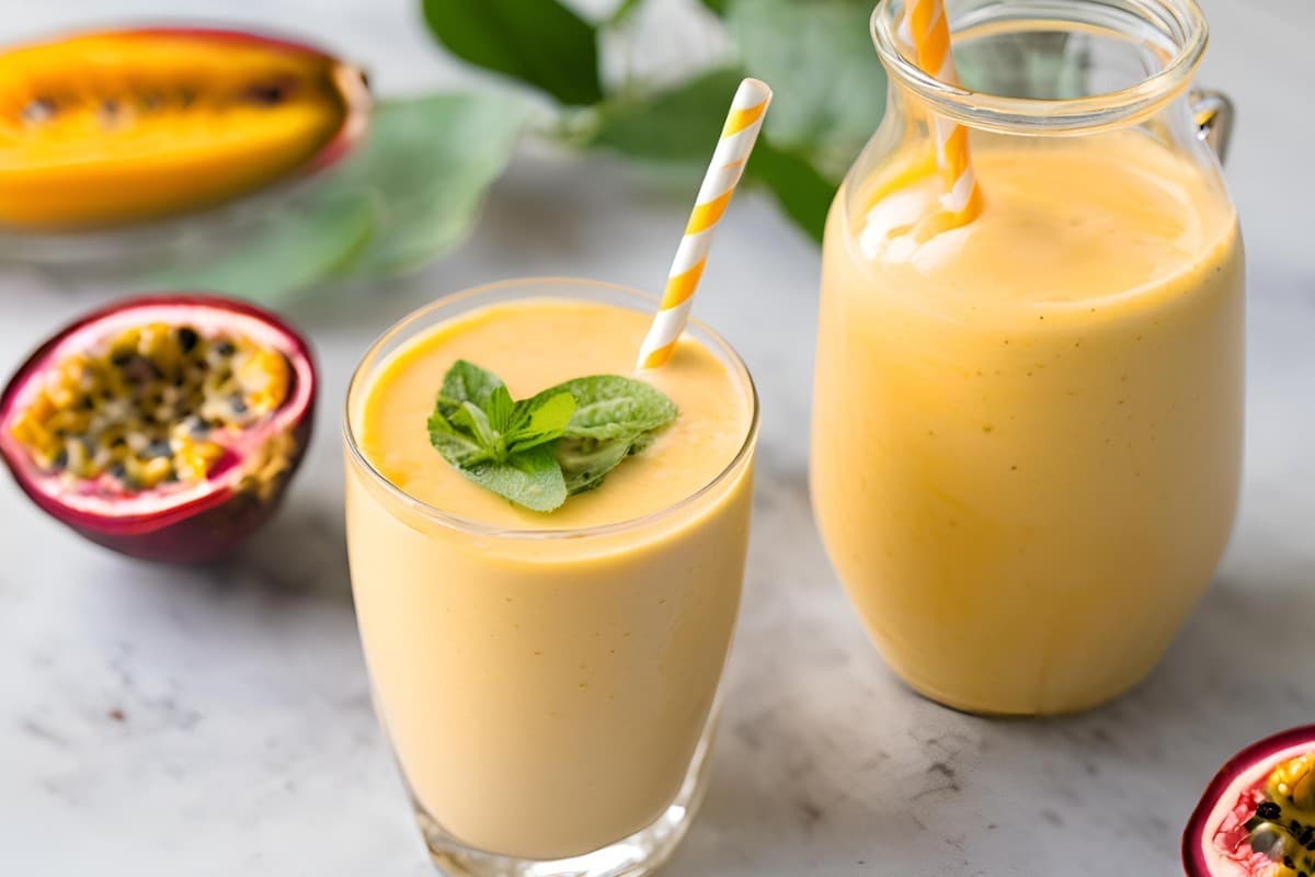 Tropical Smoothie With Mango And Passion Fruit