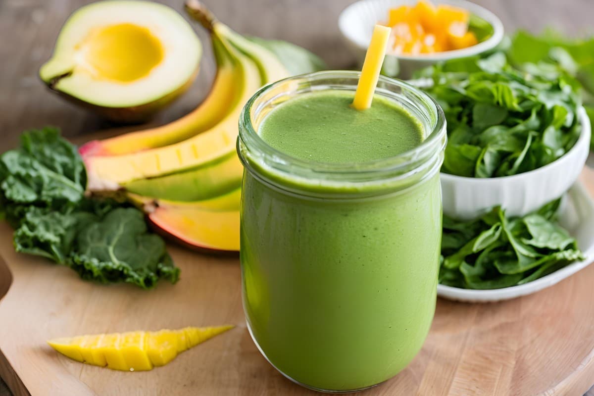 Green Smoothie With kale, mango and spinach